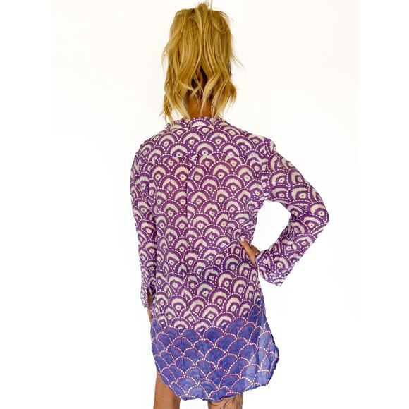 VTG Indian Cotton Tunic Dress – Block Print Kurti, Boho Sheer Dress, Size S/M - Picture 5 of 8